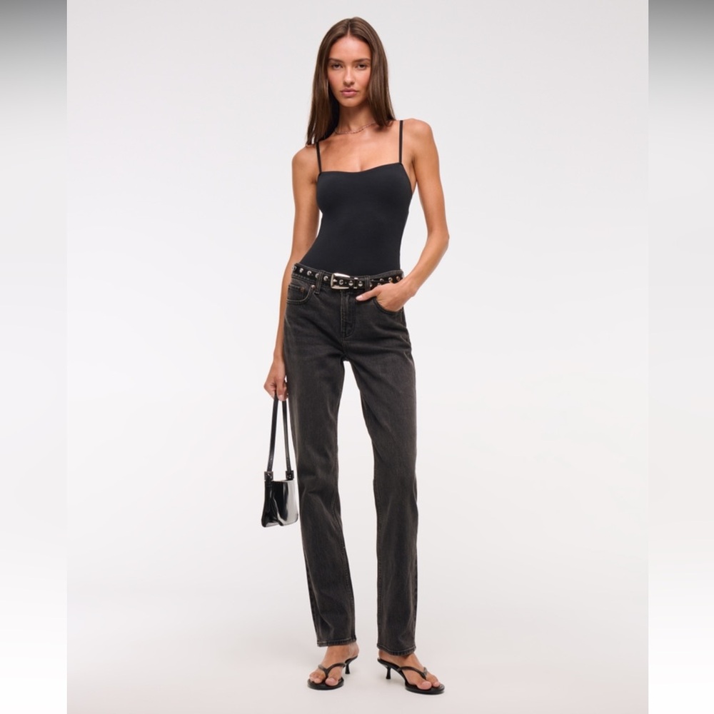 Abercrombie & Fitch Gray Mid Rise Straight Jeans- Black- Size 31